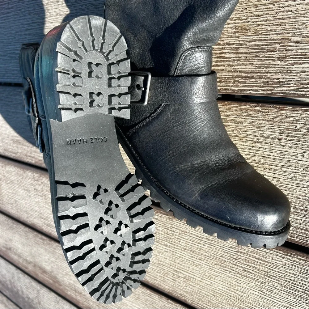 Cole Haan Hemlock W00198 Black Leather Buckle Boot Size 7.5 - Picture 12 of 15